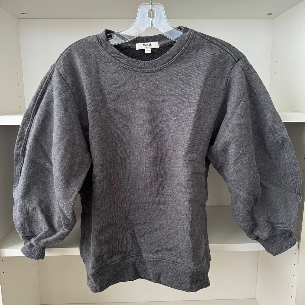 AGOLDE Gray Thora 3/4 Sleeve Sweatshirt